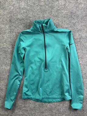 Nike Pro Dri-FIT Pullover Womens Medium Green 1/4 Zip Mock Neck Long Sleeve